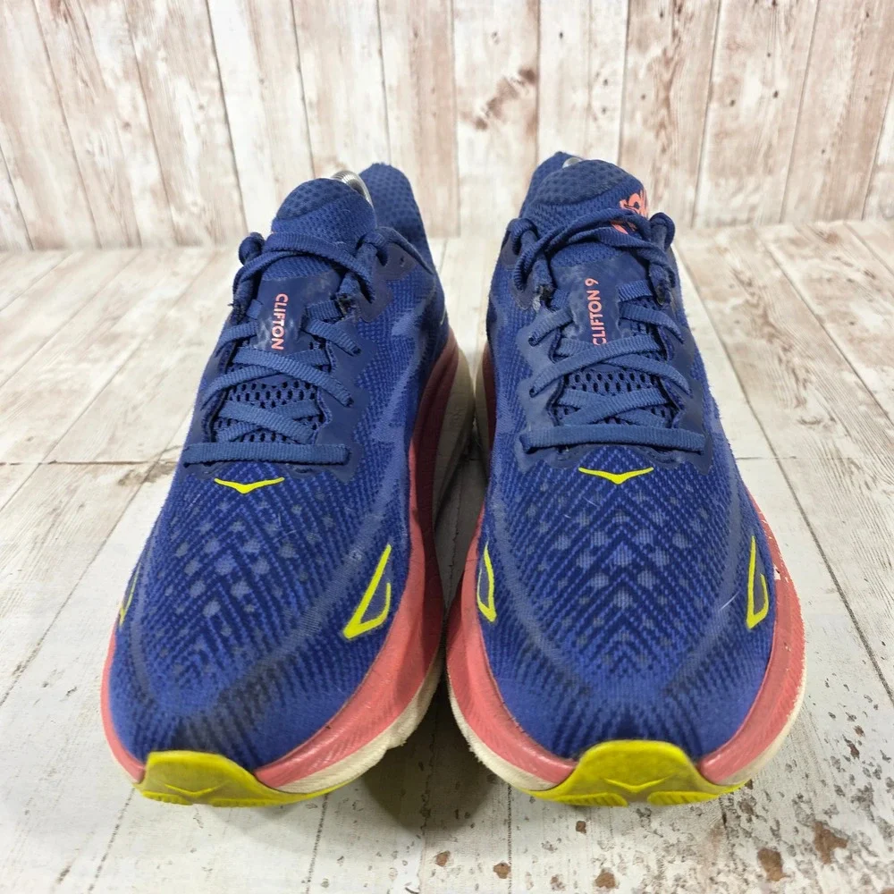 Hoka Clifton 9 Womens Running Shoes Blue Pink 1127896 EVN Size 9